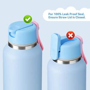 Botellas de Agua Deportivas de Acero Inoxidable con Aislamiento al Vacío, Tapa con Pajita Extraíble a Prueba de Fugas y Logotipo Personalizado, 32 oz - Product Image 4