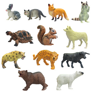 Figurines d'animaux sauvages réalistes miniatures pour enfants, renard, raton laveur, hyène, écureuil, taureau, modèle de simulation, décoration de bureau, ornement - Product Image 1