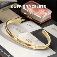 Bracelets ajustables Moos à manchette ouverte, unisexe, motif losange minimaliste, en acier inoxydable en forme de C, avec zircon, plaqué or 18 carats, tendance