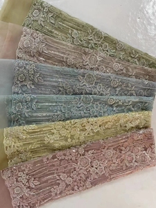 Hiện đại mới nhất custom-Made Wedding Dress Bead Ống thêu vải mới handmade Bead vải ren thêu Net - Product Image 2