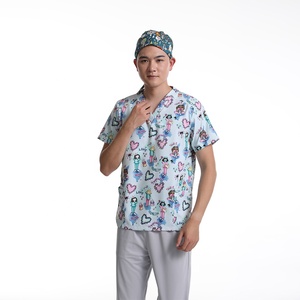 Commercio all'ingrosso di alta qualità in cotone saia 100% medico infermiere ospedale uniforme Scrub set da uomo alla moda medico uniforme - Product Image 5