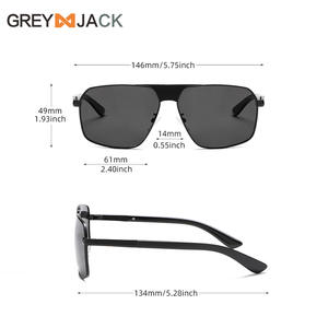 Greyjack Lunettes de soleil polarisées pour hommes, monture carrée, UV400, vision nocturne, lunettes de conduite, noires, en acier inoxydable TR - Product Image 1