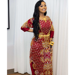 Dirac nupcial somalí artesanal de lujo ecológico para mujer, de poliéster, algodón y seda premium, con bordado fino, corte ajustado y mangas cortas. - Product Image 2