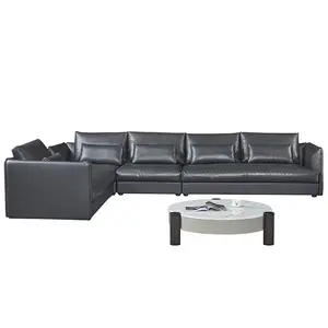 günstige wohnzimmer-sofas modulares luxuriöses hochwertiges möbel liege-lückensessel geteiltes L-förmiges ledersofa