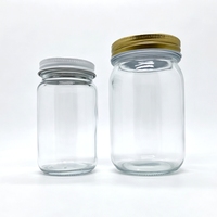 Bocaux en verre sans BPA de 2 oz, 4 oz, 8 oz, 16 oz avec couvercle métallique pour miel, sauces, épices, beurre – Contenants de 1 livre