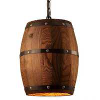 Lampe suspendue de style industriel rétro américain pour bar, comptoir, café, décoration de baril en bois, lampe suspendue en forme de baril à vin