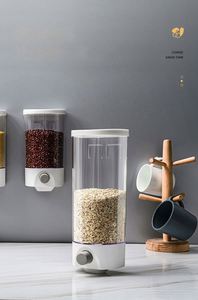 Conteneur de stockage alimentaire hermétique de cuisine en gros, transparent, rond, rotatif, en plastique, pour céréales, riz, en vrac, seau distributeur - Product Image 4