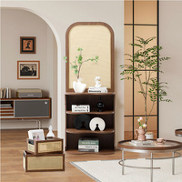 Paravent Artisanal en Rotin Multi-niveaux Style Chinois Moderne pour Salon, Occultant la Vue de l'Entrée et Réduisant le Bruit du Vent