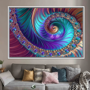 Modern Abstract Swirl <b>Canvas</b> Print - Contemporary <b>Wall</b> Art Decor,WHITE FRAMED <b>CANVAS</b> - Product Image 3