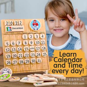 Tableau de calendrier en bois pour enfants, jouet éducatif multi-pièces pour l'apprentissage de la gestion du temps - Product Image 1
