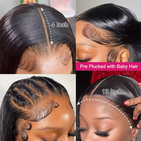 Perruques Frontales en Dentelle Brésiliennes Brutes 100% Cheveux Humains 250 Densité HD, Perruque Cheveux Humains 13x6 13x4 Pré-Épilée avec Dentelle Transparente