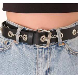 เข็มขัดผู้หญิงพร้อมห่วงโซ่รูตาไก่ หัวเข็มขัดรูปสี่เหลี่ยมผืนผ้า แข็งแรงทนทาน เครื่องประดับแฟชั่น - Product Image 2