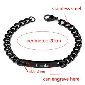 Classique Bracelet Chaîne <span class=keywords><strong>Gourmette</strong></span> Cubaine en Acier Inoxydable avec Logo Gravé, Idéal Cadeau Bijoux pour Couples - Product Image 6