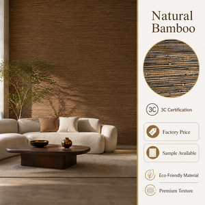 Papel Tapiz de Hierba Natural Tejido a Mano Personalizado, Revestimiento de Pared Texturizado Ecológico para Sala de Estar, Dormitorio, Hotel, Oficina - Product Image 1
