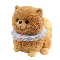 Peluche Chien Pomeranian Mignon en Gros, Jouet en Peluche Chiot Moelleux avec Col en Dentelle pour Cadeaux d'Anniversaire pour Amateurs d'Animaux et Décoration