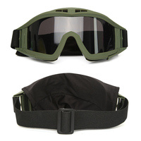 Ensemble de lunettes tactiques 3 lentilles noir Tan vert coupe-vent anti-poussière Motocross lunettes de moto CS Paintball Protection de sécurité