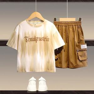 Ensemble de vêtements pour garçons avec logo personnalisé, ensemble de sweat-shirts et de <span class=keywords><strong>t</strong></span>-shirts en coton brodé rétro délavé à l'acide, vêtements de sport pour enfants - Product Image 3