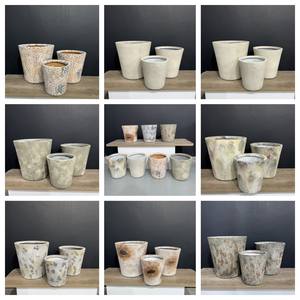 Pot de fleur antique en béton rouille, grand pot de plantes d'extérieur en fibre de verre pour jardin et hôtel - Product Image 5