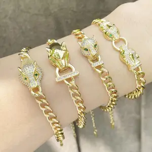 Panther Fine Jewelry Bracelet Banhado A Ouro Acessórios Mulheres Cuban Link Chain Bracelets Bangles