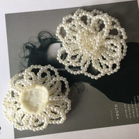 Nouveau doux perles perlées à la main perle flore Applique mariage robe de mariée goutte accessoires fleur Patch pour robes boucle d'oreille vêtements