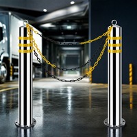 Bolardo Reflectante de Acero Inoxidable Anticolisión, Barrera de Seguridad para Carreteras Urbanas y Protección de Advertencia en Estacionamientos
