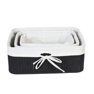 Basket Good Selling And Black Rectangle Set 3 Home Rattan Storage Basket Bamboo Basket Weaving