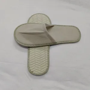 Factory direct sale Oem hotel customizable logo disposable light grey terry cloth slippers for hotel spa bathroom