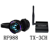 Headset Nirkabel RF988 Berkualitas Tinggi dengan Efek Suara Dinamis LED untuk Pesta Silent Disco