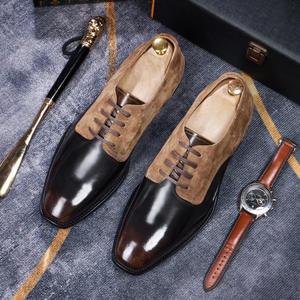 Elegantes Zapatos de Vestir para Hombre con Punta en Pico, Parte Superior de Cuero Pulido y Gamuza, Cierre Deslizante, Modernos para Oficina y Eventos Profesionales - Product Image 4