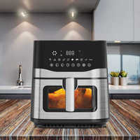 Friteuse à air électrique numérique moderne 9L carrée avec écran tactile, protection contre la surchauffe, nettoyage facile, cuisson rapide, idéale pour hôtels (version US)