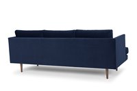 Canapé trois places moderne en velours bleu marine avec pieds en bois massif et coussins de dossier amovibles pour salon – Vente en gros