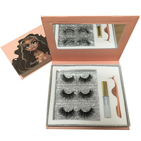 Boîte d'emballage de cils en vison 3d, boîte de rangement de cils, miroir personnalisé, étui de faux cils vaporeux, livre à cils, vente en gros