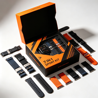 Boîte d'emballage en papier pour montre connectée 7-en-1, orange vif classique, avec couvercle à fenêtre en PVC, base et boîte cadeau – Vente en gros