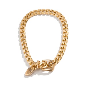 Collier à chaîne géométrique épaisse avec boucle de ceinture et pendentif cœur en alliage de zinc, bijoux de fête - Product Image 5