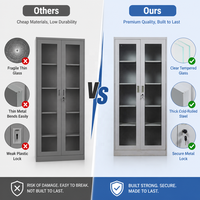 Armoire de classement moderne en acier avec porte battante en verre, robuste, pour le rangement professionnel