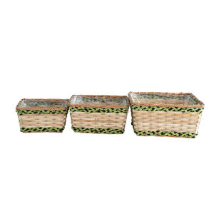 工場卸売 柳編フラワーポット フラワーラック プラスチック製インナーパッド付き 防滴 ラタン編み植木鉢 中庭・バルコニー用 - Product Image 3