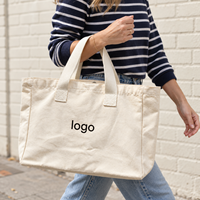 Tas Belanja Kanvas Custom Logo Grosir dengan Pegangan Panjang untuk Butik Kontemporer, Merchandise Ulang Tahun Toko yang Sedang Berkembang