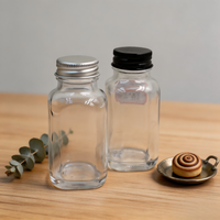 Bouteilles en verre vides pour lait et boissons aux fruits, carrées, 100 ml, 250 ml, 350 ml, 500 ml, avec bouchon en aluminium