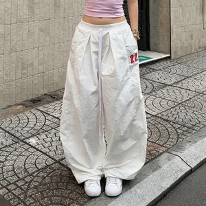 Pantalon Palazzo Fluide Taille Basse pour Femme, Coupe Ample Décontractée, Respirant, Style Streetwear Audacieux, 100% Nylon - Product Image 1