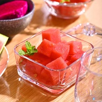Bol à dessert carré en verre avec revêtement plastique, design minimaliste et écologique, bol de dégustation de crème glacée tendance pour les entreprises