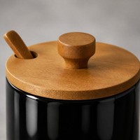 Ensemble de pots à épices en céramique avec couvercle en céramique, cuillère en bois et support, design vintage, accessoires de cuisine imperméables pour la maison
