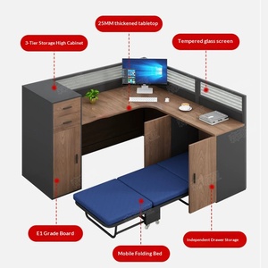 Estación de Trabajo Individual Moderna con Mampara de Privacidad y Sofá Integrado, Escritorio Modular para <span class=keywords><strong>Personal</strong></span> con Gabinete de Almacenamiento - Product Image 6