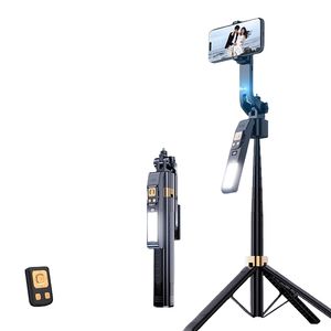 Bâton à <span class=keywords><strong>selfie</strong></span> original avec suivi du visage à 360 °, cardan de suivi de rotation à hauteur étendue de 180cm avec poignée de lumière de remplissage CL12 - Product Image 6