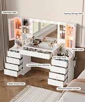 Coiffeuse moderne blanche avec 10 tiroirs en MDF et miroir LED pour studio et maison