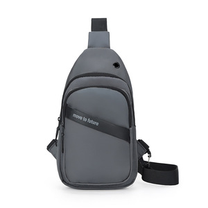 Men's Fashionable <b>Black</b> Oxford Material Waterproof Chest Shoulder Travel Sling <b>Bag</b> USB Zipper Closure Portable Business Outdoor - Product Image 2