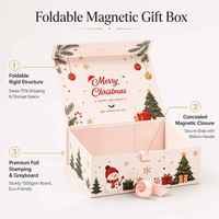 Boîte cadeau de Noël magnétique pliable personnalisée avec poignée pour l'emballage du calendrier de l'avent, cadeaux de fin d'année, vente en gros OEM ODM