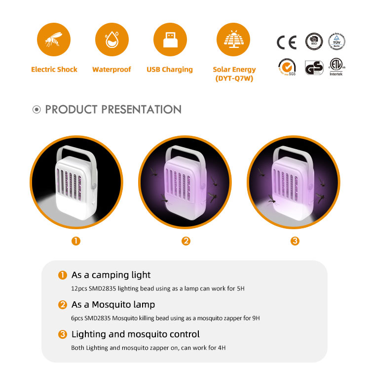 Dayoung Bug Zapper Powerful Electric Mosquito Insect Killer Insect Fly Trap Rechargeable LED Mosquito Killer Lamp Trap