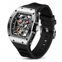 Reloj Mecánico Automático de Moda para Hombre con Logotipo Personalizado, Esfera Transparente, Caja de Acero Inoxidable, Correa de Silicona, Resistente al Agua 30M, OEM