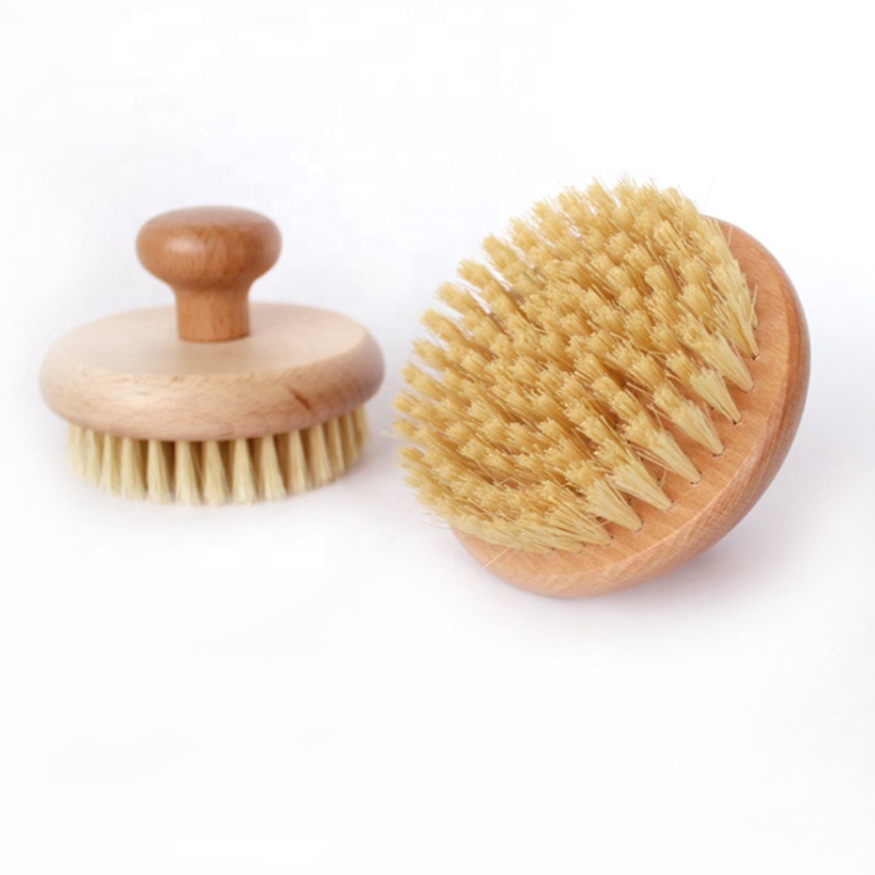 Новый дизайн, круглая душевая щетка из натурального дерева для тела