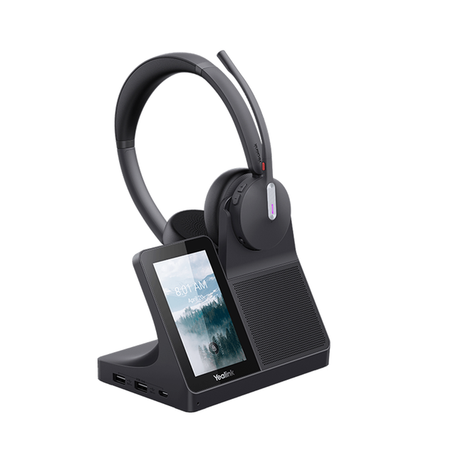 Yealink WH64  Headset 3 Mic ANC Fast Charging Long Coverage DECT Wireless Headphones for Windows/Mac/Android/iPhone
